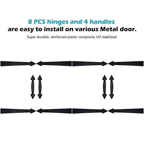 ToLanbbt Magnetic Decorative Garage Door Curb Appeal Faux Hinges Handles Hardware Kit Non-Fade PVC Small Window Panels for Metal Garage Door Decor (2 Sets - 4 Handles 8 Hinges) - Image 4