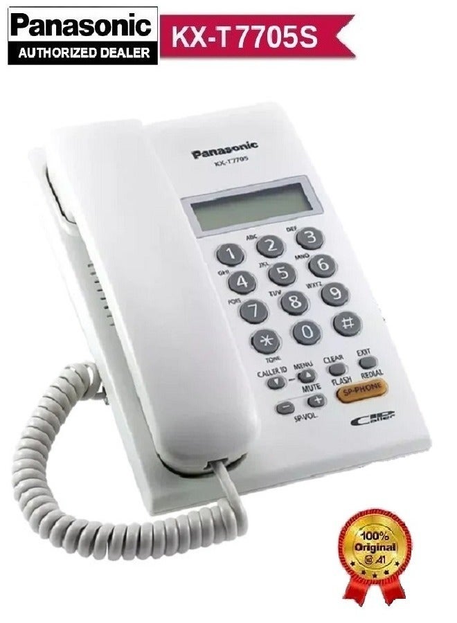 باناسونيك هاتف أرضي سلكي تناظري بشاشة عرض هوية المتصل من باناسونيك KX-T7705SX - أبيض - Image 1