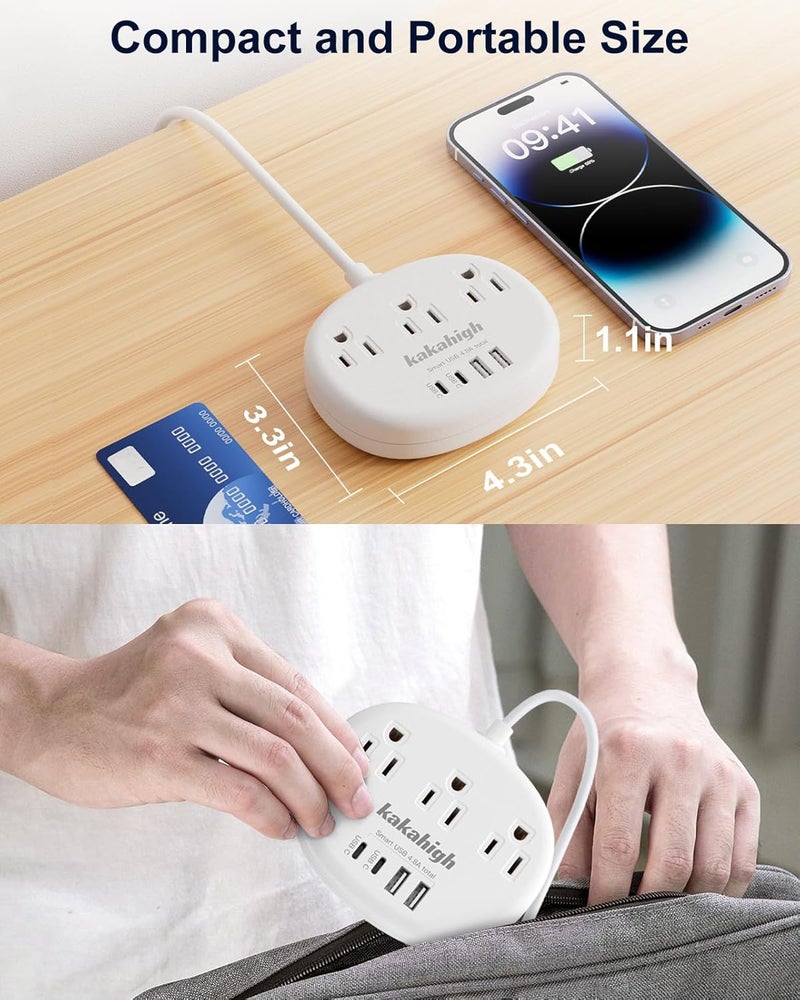 European Travel Plug Adapter, European Extension Cord 3FT | EU Outlet Adapter with 3 USA Outlets and 4 USB, Type C Plug Adapter for Most of Europe Iceland Spain Italy France Germany etc - Image 5