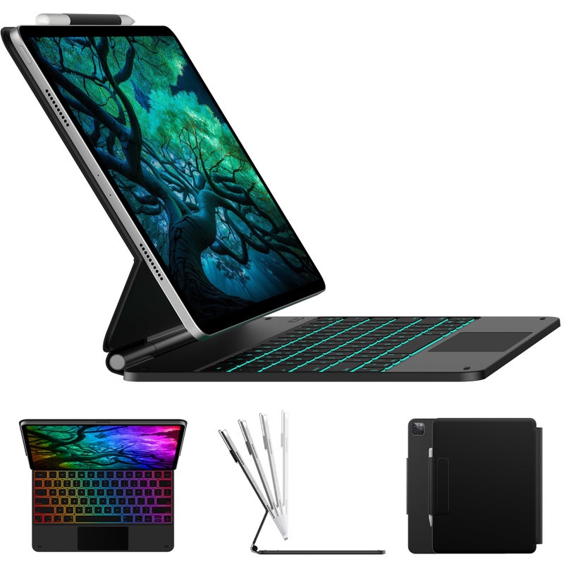 typecase Edge Keyboard Case for iPad Air 13inchM4M3M2 202620252024 iPad Pro 129inch6th5th4th3rd Gen Magic Keyboard with 11Color Backlight MultiTouch Trackpad Pencil Holder Black - Image 2