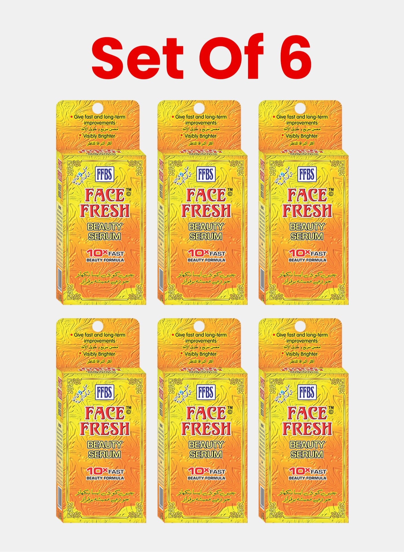 Set of 6 Face Beauty Serum - Vitamin B3 & Glutathione, Clears Pimples & Acne, Lightens & Reduces Pigmentation, Moisturizing, For All Skin Types 7ml