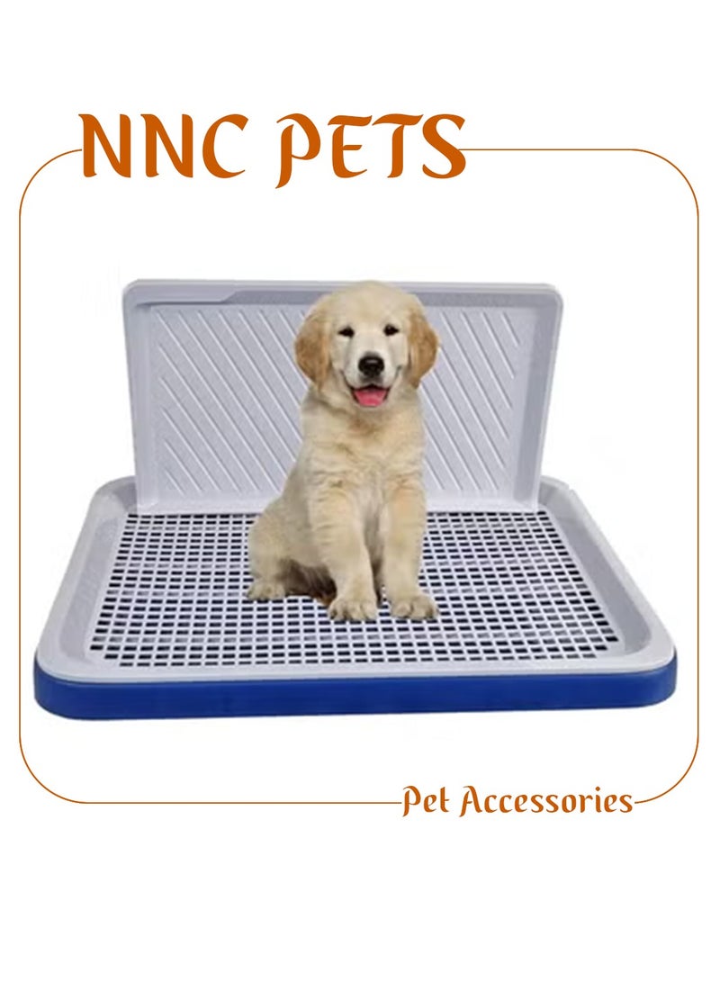 NNC PETS Dog training toilet for small dogs, Durable plastic puppy training tray with Protection wall, Detachable design, and Non-slip foot, Keeps paws dry and floor clean, Indoor & outdoor 51 cm (Blue) - Image 1