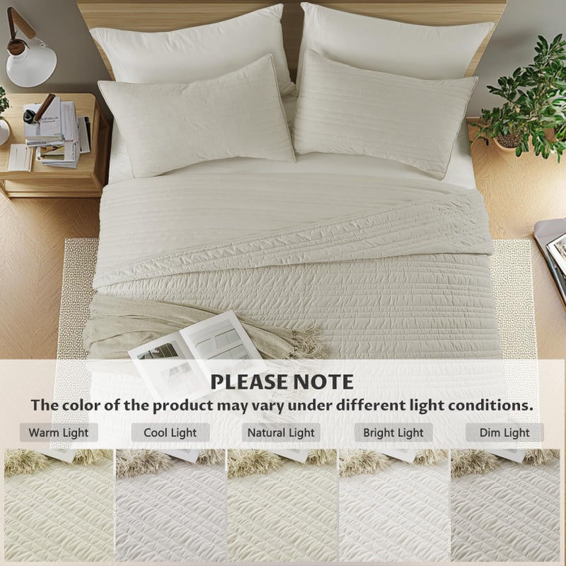 KASENTEX Luxury Velvet Quilt Set 3 Pieces Oversize King,Soft Bedspread Coverlet with 2 Pillow Shams, Lightweight Bed Blanket, Elegant Stitch Design, Machine Wash All Season Bedding,Light Khaki - Image 5