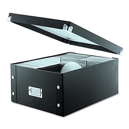 Snap-N-Store CD Storage Box - Pack of 1/2 - Durable Disc Holder with Lid to Store for Discs (1 Pack - Doublewide CD, Black) - Image 2