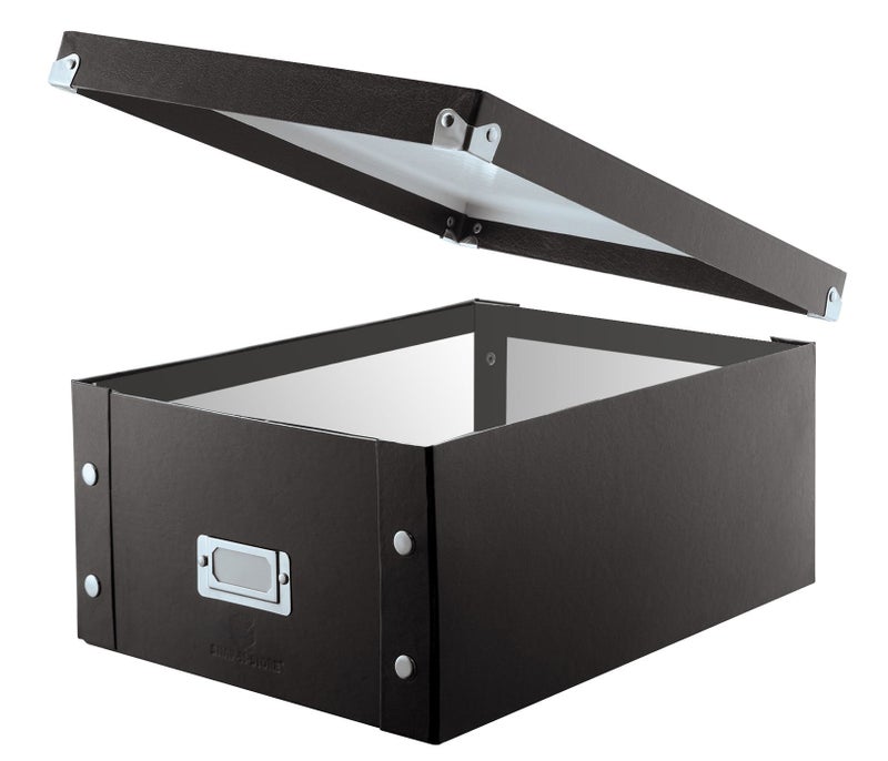 Snap-N-Store CD Storage Box - Pack of 1/2 - Durable Disc Holder with Lid to Store for Discs (1 Pack - Doublewide CD, Black) - Image 1