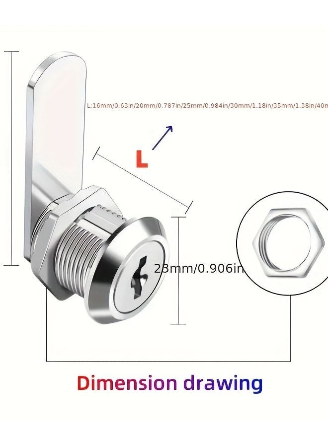 25mm Keyed Cylinder Lock Set 2 Keys for Cabinet Mailbox Truck Vending Machine - Image 4