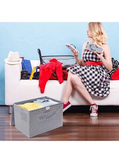 HOUSE OF QUIRK House of Quirk 3 Pack Foldable Storage Bin with Lid and Handle, Versatile Storage Baskets Boxes for Toys, Clothes, Papers, Books, Makeups (Wave, Grey)  - Image 5