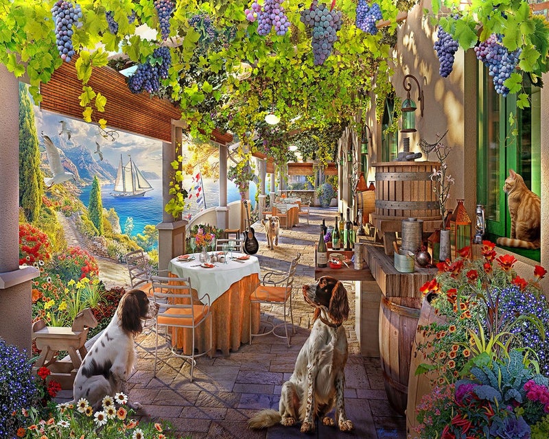 Springbok Vineyard Porch 1000 Piece Jigsaw Puzzle for Adults Oceanside Winery Unique Cut Pieces Made in USA - Image 3