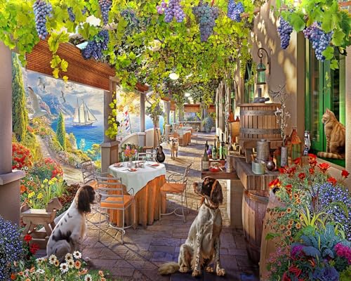 Springbok Vineyard Porch 1000 Piece Jigsaw Puzzle for Adults Oceanside Winery Unique Cut Pieces Made in USA - Image 1