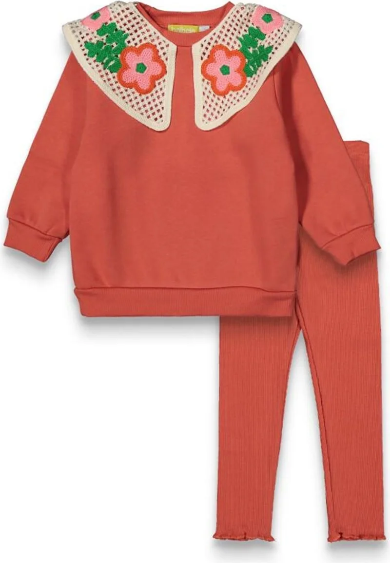 مينيمن جيجيليري My Little One's Cicileri Embroidered Collar Patterned Tights Girls' Set - Orange