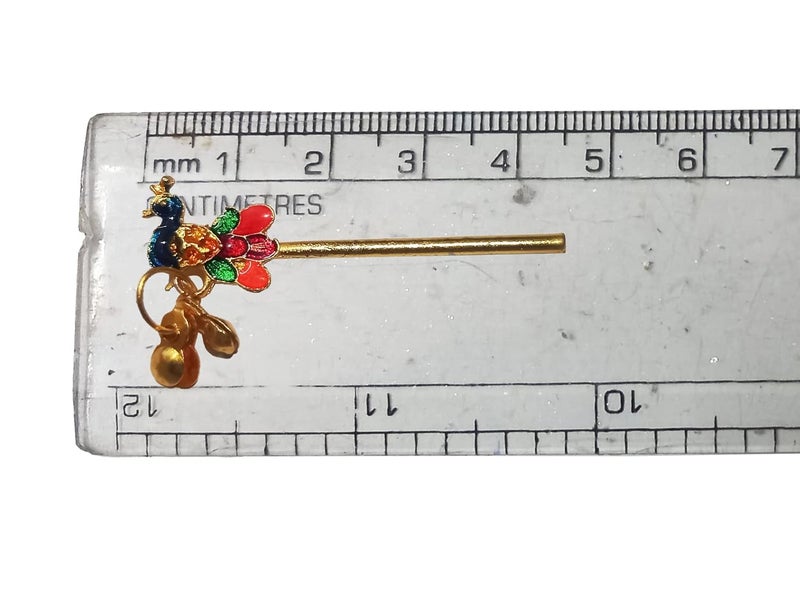 Generic AJ Arihant Beautiful Peacock Multicolor bansuri for Kanha ji Krishna Idol Flute Bansi for Bal Gopal Thakur ji Metal bansuri for laddu Gopal Size 0 1 2 45 cm  - Image 2