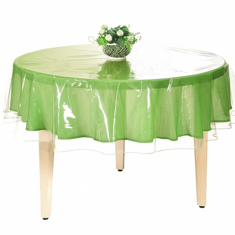 BNYD Clear Plastic Tablecloth Protector, Table Cloth Vinyl (70" Round) - Image 2