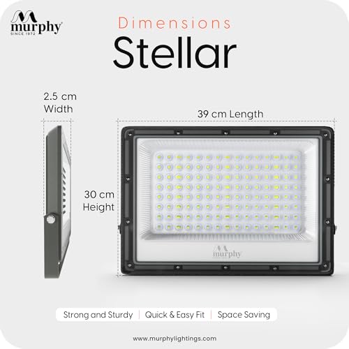 Murphy Stellar 200W LED Flood Light with Auto Day-Night Sensor | Ultra-Bright 6500K Cool White | IP66 Waterproof & Surge Protected | High Lumen Outdoor Security Light for Factory, (Pack of 3) - Image 5
