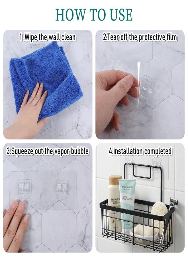 cobee 8Pcs Shower Caddy Adhesive, Shower Caddy Hooks, Showers Caddies Adhe sive Replacement Showering Shelf Adhesive, Show ers Caddies Hanger No Drilling Showers Kitchen Accessories - Image 4