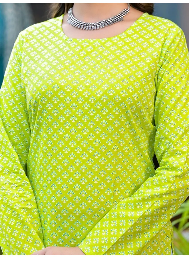 أيه كيه إس AKS Floral Printed Regular Pure Cotton Straight Kurta With Palazzos