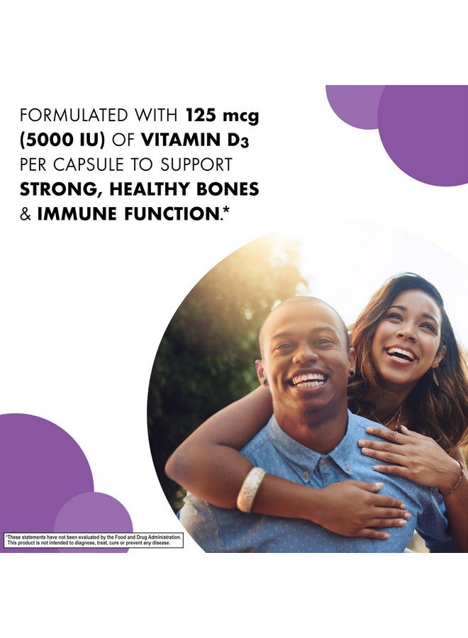 Bluebonnet Vitamin D3 5000 IU 125 mcg - Strong Bones & Immune Support Supplement for Women & Men* Soy-Free, Gluten-Free, Non-GMO, Vegetarian - Highly Absorbable Vitamin D - 120 Veggie Capsules - Image 1