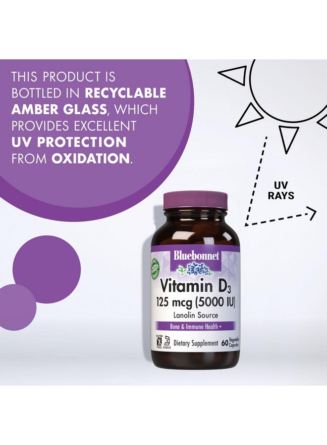 Bluebonnet Vitamin D3 5000 IU 125 mcg - Strong Bones & Immune Support Supplement for Women & Men* Soy-Free, Gluten-Free, Non-GMO, Vegetarian - Highly Absorbable Vitamin D - 120 Veggie Capsules - Image 3