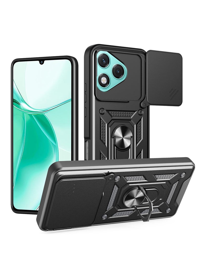 غطاء هاتف لـ Honor X8D مزود بغطاء للكاميرا وحامل حلقي، غطاء واقي صلب من الخلف وحواف ناعمة ومقاوم للصدمات - Image 1