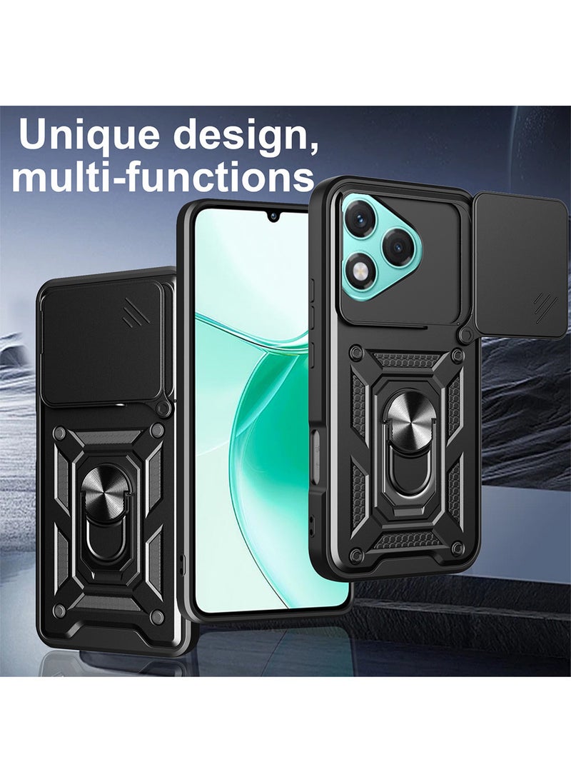 غطاء هاتف لـ Honor X8D مزود بغطاء للكاميرا وحامل حلقي، غطاء واقي صلب من الخلف وحواف ناعمة ومقاوم للصدمات - Image 2
