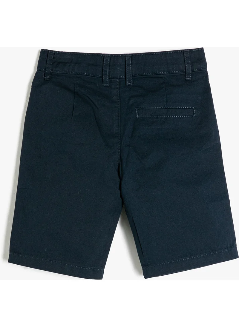 كوتون Normal Waist Normal Navy Blue Boy Shorts 3SKB40022TW