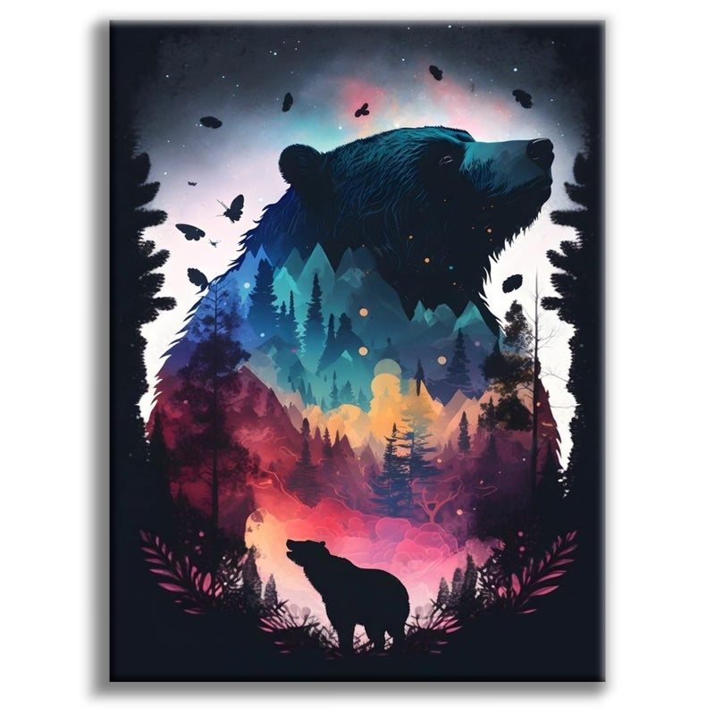 Offito Bear Diamond Art Kits for Adults Forest Polar Bear Diamond Painting Kits for Beginners DIY Full Drill Dots Gem Art Paint for Home Wall Decor 12 x 16 Inch - Image 3