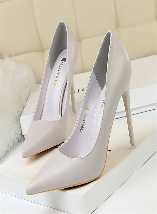 BIGTREE Fashion Simple High Heels 10.5CM Grey 