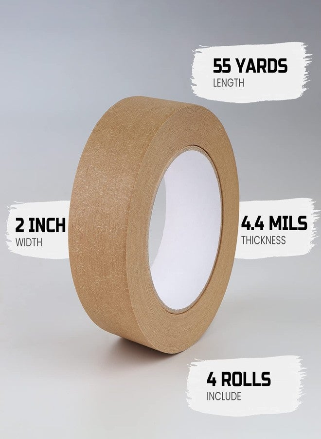 Lichamp 4 Pack Brown Painters Tape 2 inch Wide, Medium Adhesive Brown Masking Tape Bulk Multi Pack, 2 inch x 55 Yards x 4 Rolls (220 Total Yards) - Image 2
