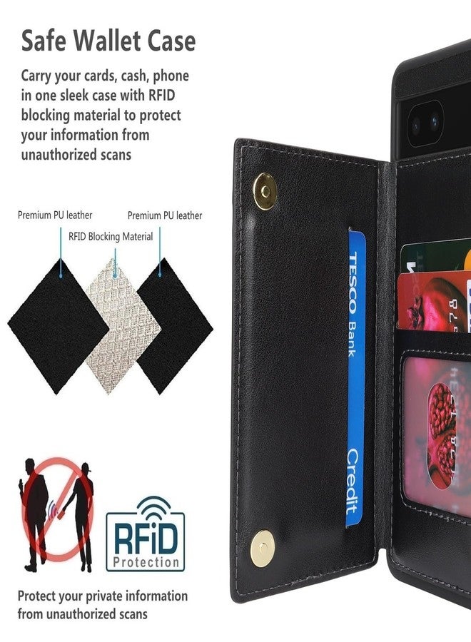 iCoverCase Compatible with Google Pixel 6a Case with Card Holder, Wallet Phone Case for Women Men [RFID Blocking] PU Leather Protective Wallet Case for Pixel 6a (Black) - Image 4