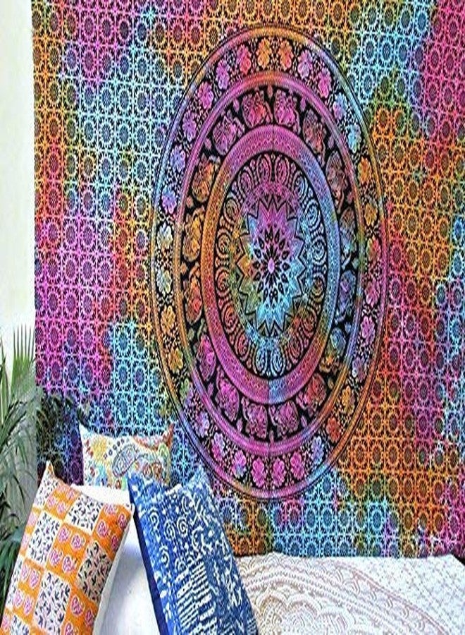 ART WORLD Elephant Mandala Tapestry Poster Psychedelic Boho Tie Dye Printed Wall Hanging Decoration (Multi Color, Twin) - Image 4