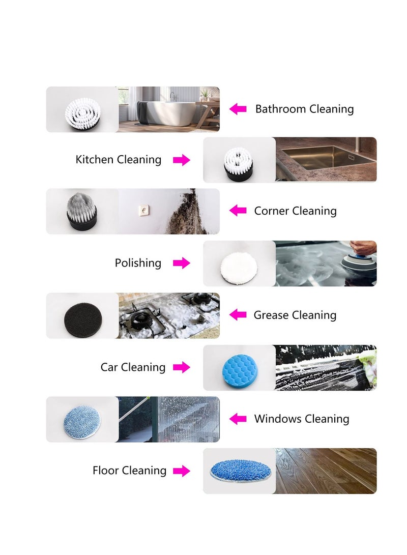 SYOSI Electric Spin Scrubber, Rechargeable Cordless Spin Cleaning Brush, Electric Spin Brush with 8 Replacement Brush Heads, Powerful Bathroom Scrubber, with Adjustable Handle for Bathroom and Shower - Image 5