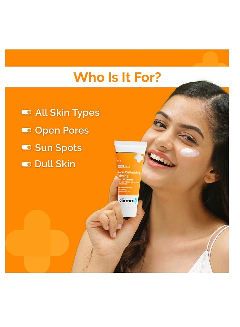 THE derma Co واقي شمس تمهيدي يقلل المسام مع SPF 50 و PA+++ للمسام المفتوحة وحماية من UVA/UVB - 50 جرام - Image 2