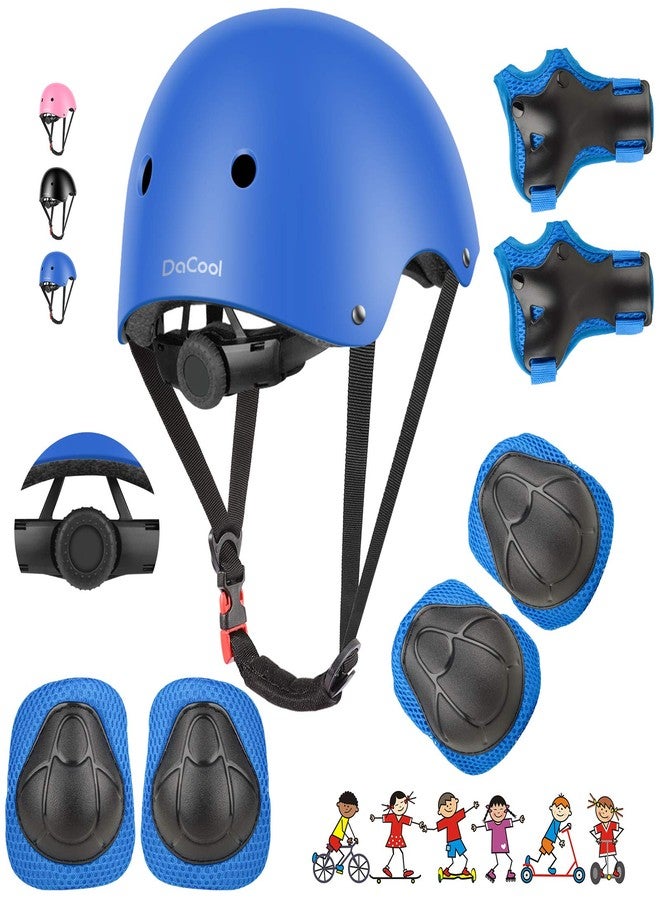 DaCool Kids Bike Helmet Skateboard Knee Pads - Toddler Helmet Adjustable for 3-8 Years Old Girls Boys Child Kids Protective Gear Set for Sport Cycling Bike Roller Skating Scooter, Blue - Image 1
