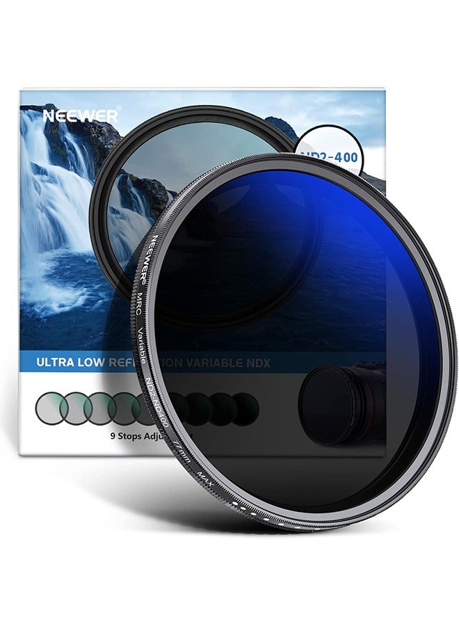 Neewer NEEWER Variable ND Filter 77 mm ND2-ND400 (1-9 Stops), Neutral Density Filter, Multi-Layer Coating, Water and Scratch Resistant  - Image 1