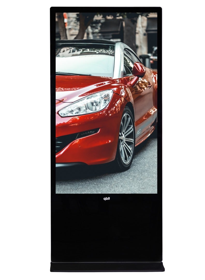 qbit 65 Inches Kiosk qbit Non-Interactive Signage Display Floor standing Indoor 4K UHD 3840 * 2160P Cloud Control, HDMI/USB Port, LAN, Wifi, Color Black- 1 Yr Warranty - Image 1