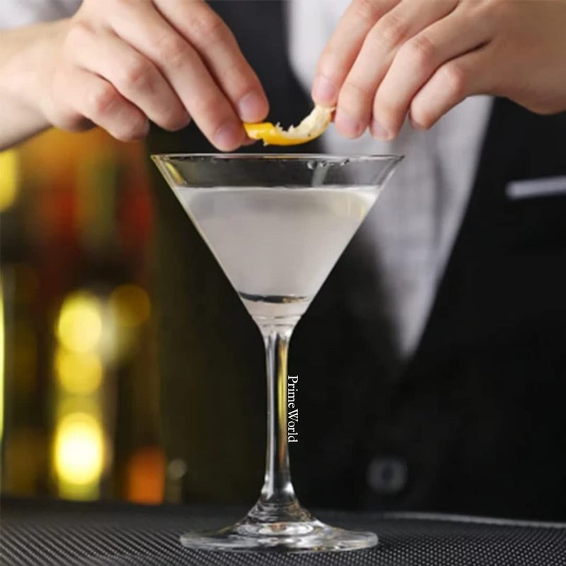 PrimeWorld كأس مارتيني كريستال شفاف بحجم 130 مل تقريبًا مجموعة من 2 قطعة، زجاج خالي من الرصاص 100%، تصميم حديث فريد - Image 1