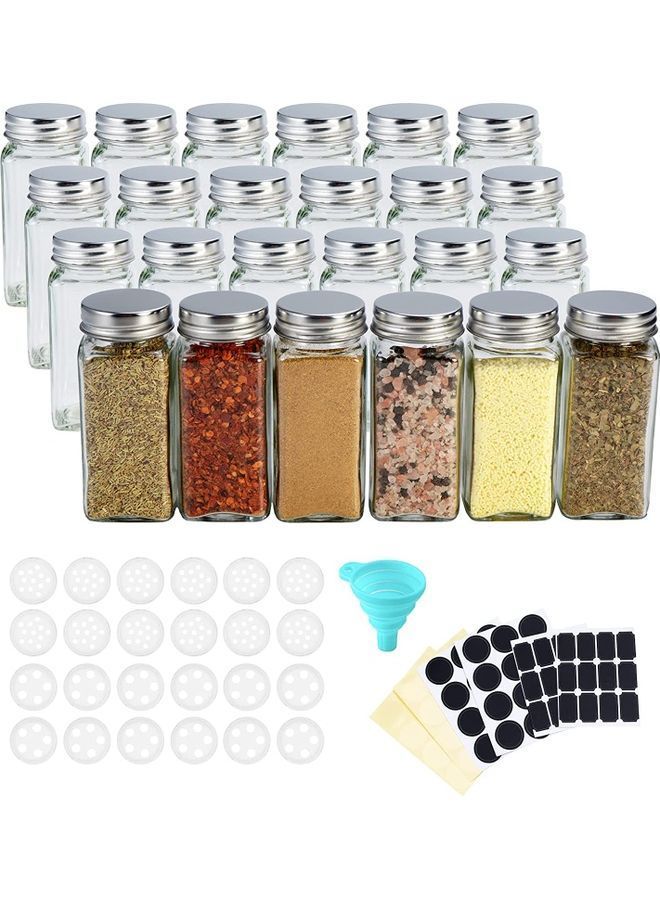 NIBEMINENT 24-Piece Glass Spice Jar Set And Accessories Multicolour 120ml - Image 1