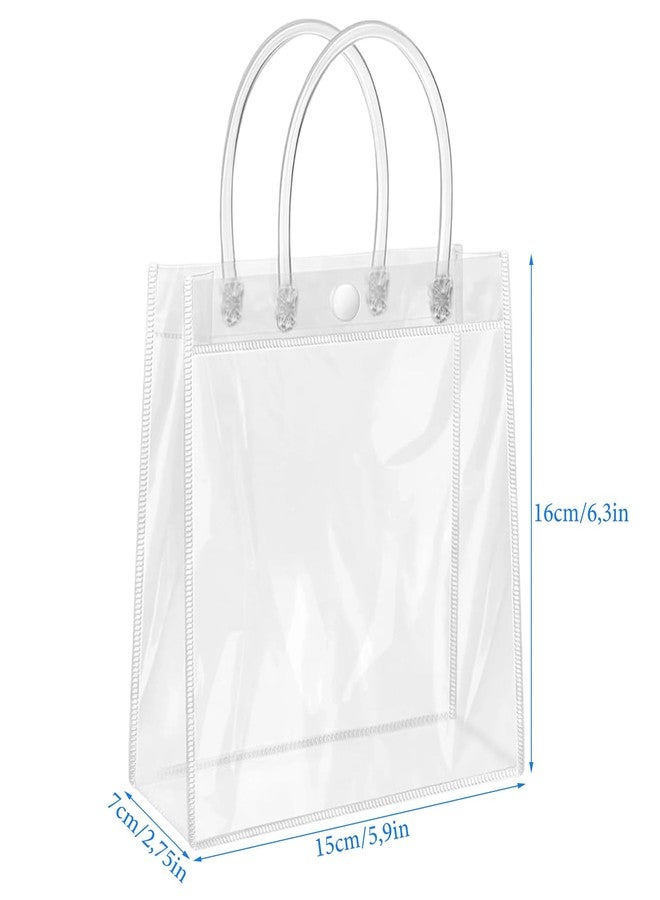 FVIEXE 100PCS Clear PVC Gift Bags with Handles, 5.9 x 6.3 x 2.75 Inch Bulk PVC Plastic Bags for Gifts, Mini Party Favor Bags for Wedding, Birthday, Christmas, Boutique - Image 2