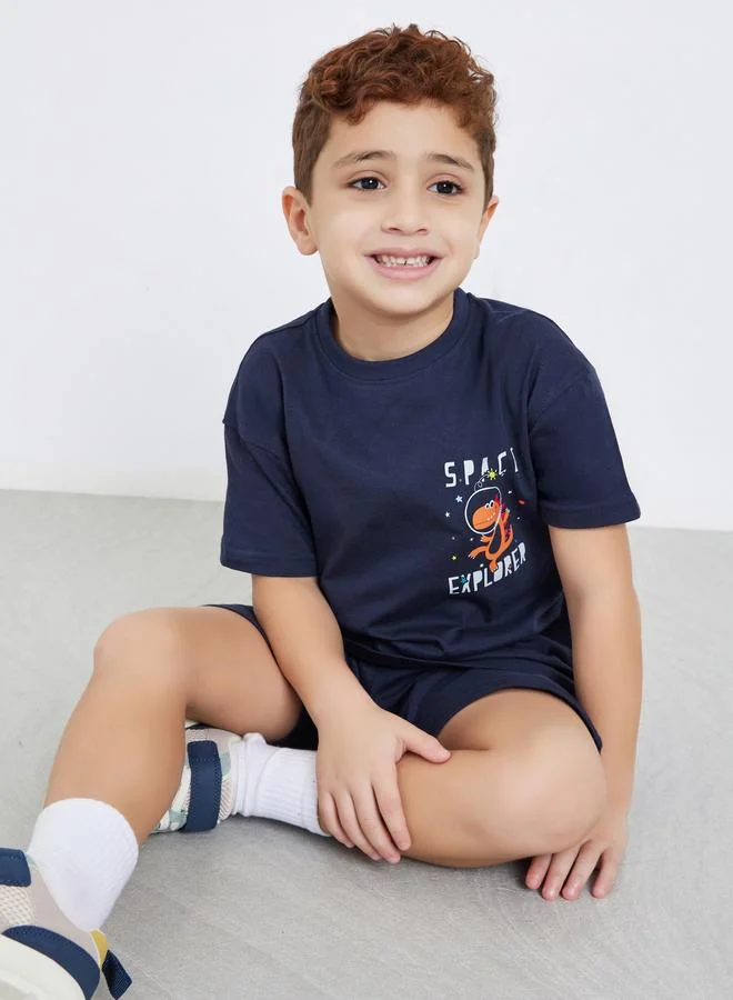 Styli Boys Graphic Print T-Shirt and Shorts Set