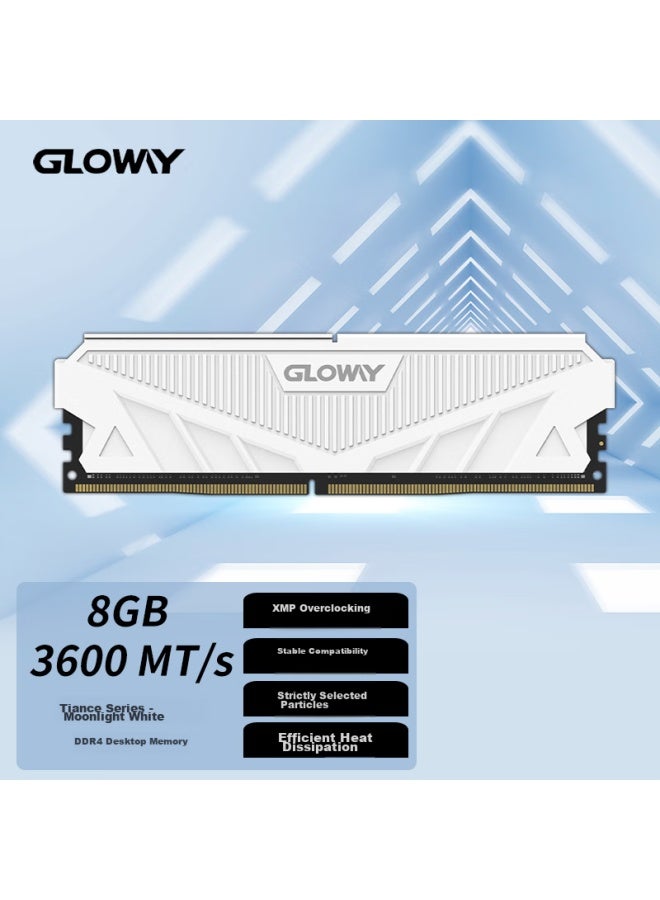 Gloway 8gb Ddr4 3600 Desktop Memory Module, Tianche, Heat Spreader, Premium Chips, Cl18, Moonlight White - Image 4