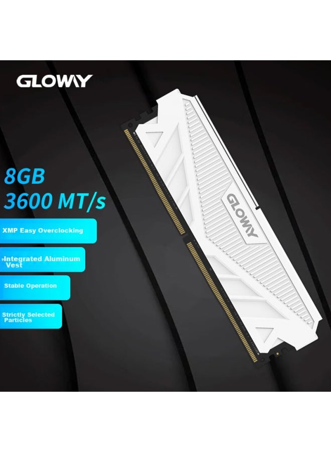 Gloway 8gb Ddr4 3600 Desktop Memory Module, Tianche, Heat Spreader, Premium Chips, Cl18, Moonlight White - Image 1