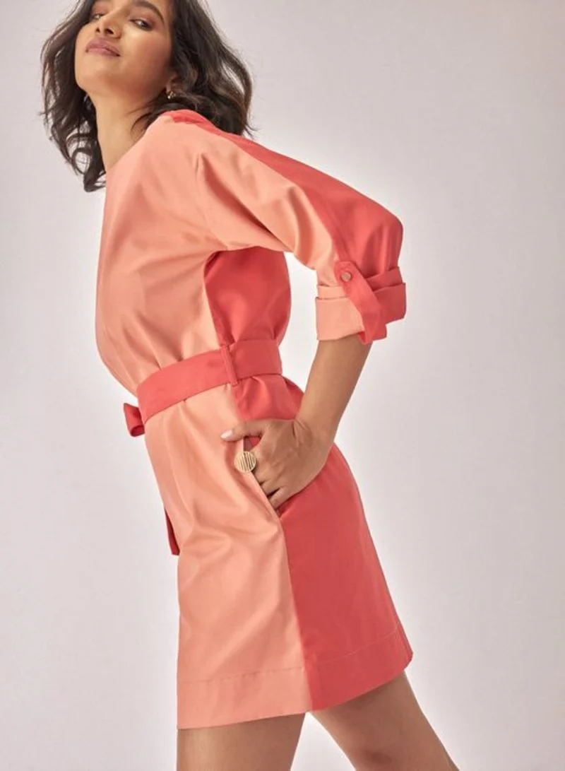 ذا ليبل لايف Colorblock Belted Shift Dress