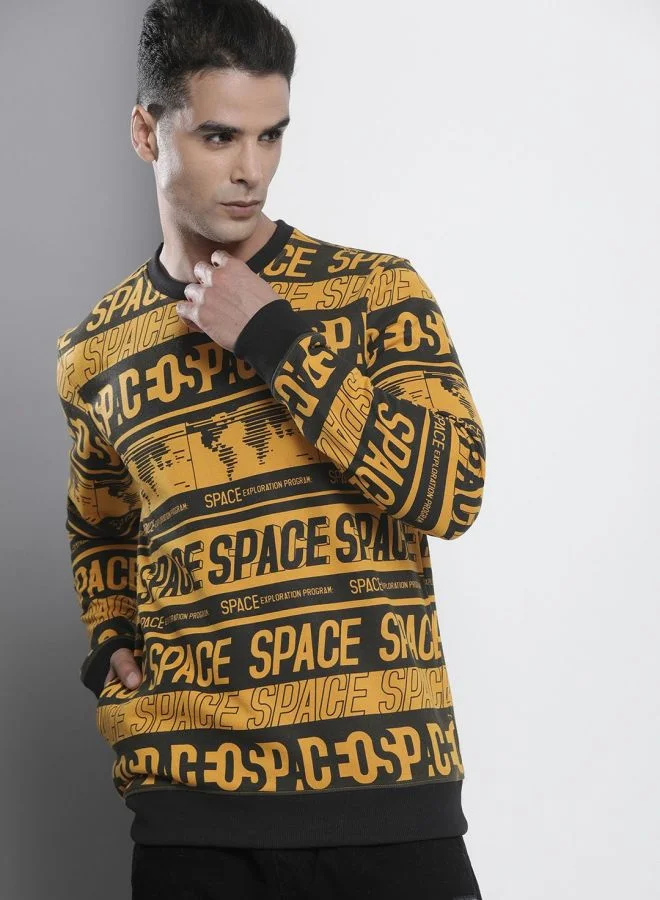 The Indian Garage Co Men Regular Fit Typographic Crew Neck Full Sleeves Sweatshirt