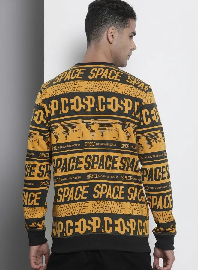 ذا انديان كراج كو The Indian Garage Co Men Regular Fit Typographic Crew Neck Full Sleeves Sweatshirt