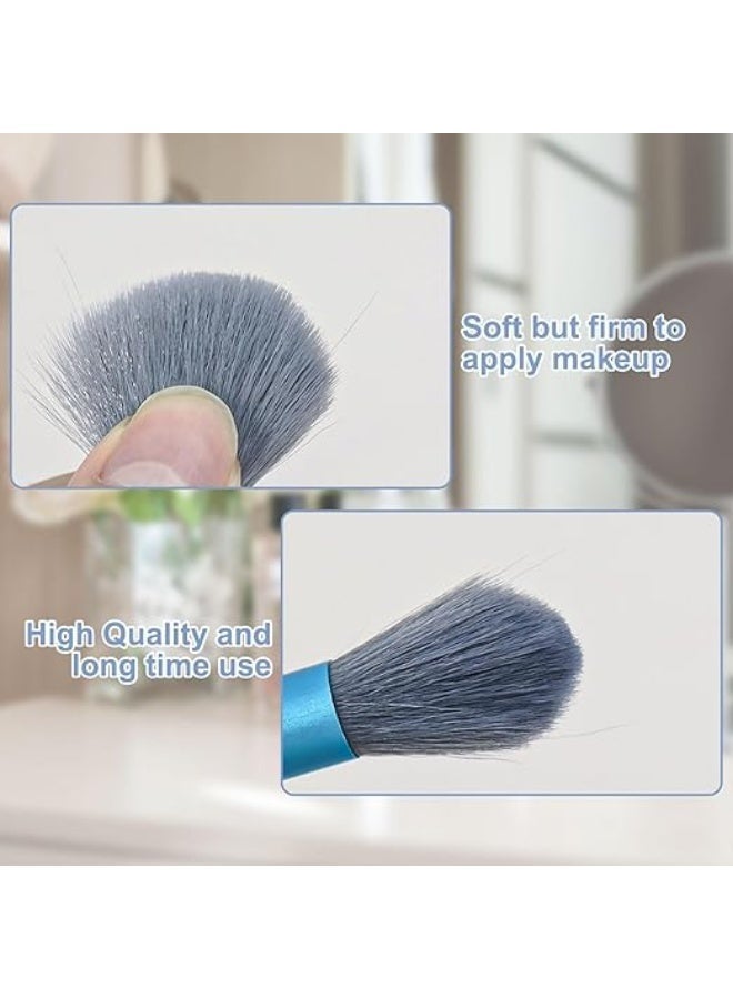 HUANXIN HOME 8PCS Sets Travel Size Makeup Brushes Set Mini Face Make up Brushes Brushes Bag for Makeup Party Favors Wedding Bridal Shower Favors Bridesmaid Gift Bachelorette Party Gift (Light Blue, 8pc) - Image 4