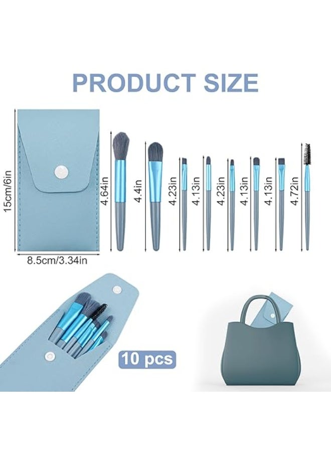 HUANXIN HOME 8PCS Sets Travel Size Makeup Brushes Set Mini Face Make up Brushes Brushes Bag for Makeup Party Favors Wedding Bridal Shower Favors Bridesmaid Gift Bachelorette Party Gift (Light Blue, 8pc) - Image 1