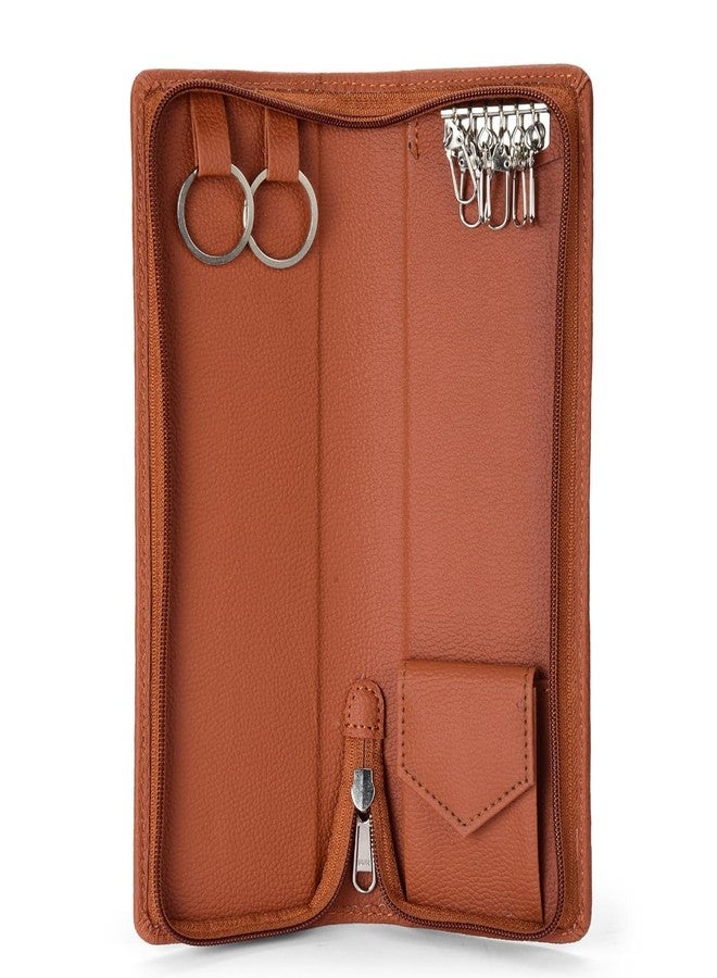 AZYEEA PU Leather Keychain pouch leather case Wallet Keychain for car Keys pouch for Men & Women Key Pouch Holder, Durable Bank Locker Key Pouch for Bank keys Home keys car key Holder Pouch (Tan) - Image 2