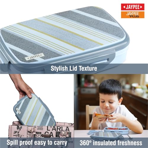 JAYPEE Ecosteel Sr. Inner Stainless Steel Insulated Lunch Box for School Kids |Airtight Leakproof Tiffin Box for Kids |Food Grade|BPA Free, 550 ml, Blue - Image 4