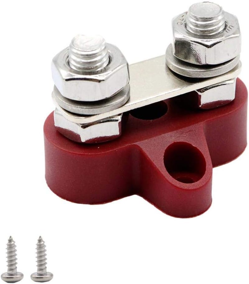FAVOMOTO 48v Dual Terminal Heavy Duty Block for Car Boat Reinforced Base Design for Multiple Connections for Trucks Rvs Red - Image 1