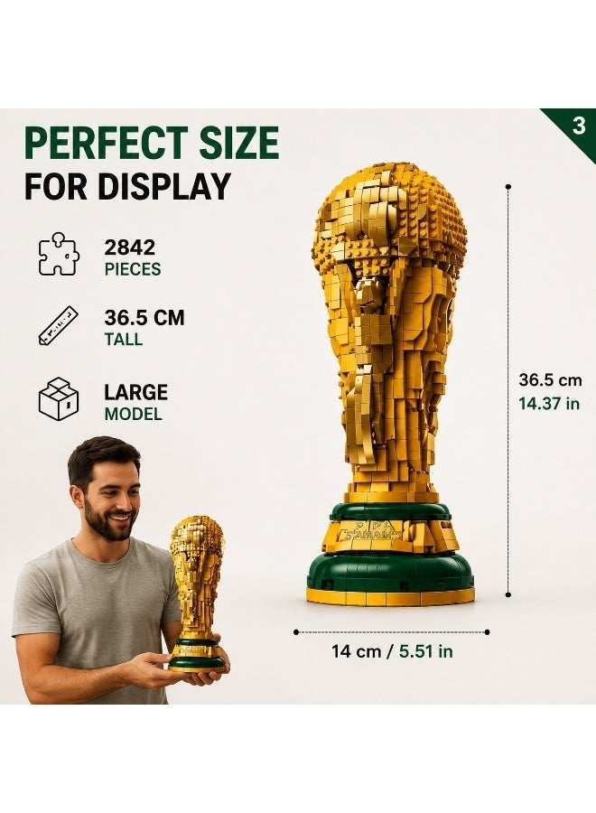 مجموعة مكعبات بناء كأس العالم بمقياس 1:1 - نموذج ذهبي قابل للتجميع، متوافق مع مكعبات ليغو - Image 2
