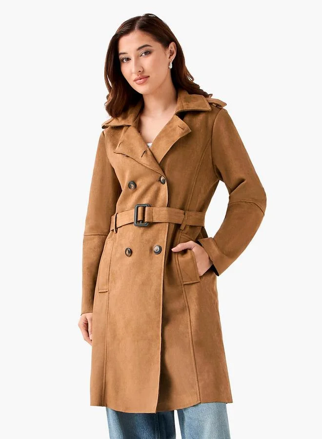 Lee Cooper Lee Cooper Regular Suede Trench Coat with Belt